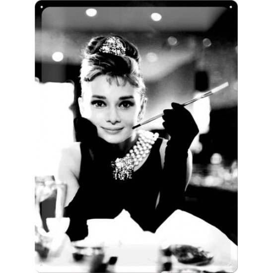 Placa metalica - Audrey Hepburn - Breakfast Tiffany's L - 30x40 cm