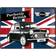 Placa metalica - Mini Cooper - Perfectly British - 30x40 cm Placa metalica - Mini Cooper - Perfectly British - 30x40 cm