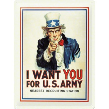 Placa metalica - I want you for US Army! - 30x40 cm