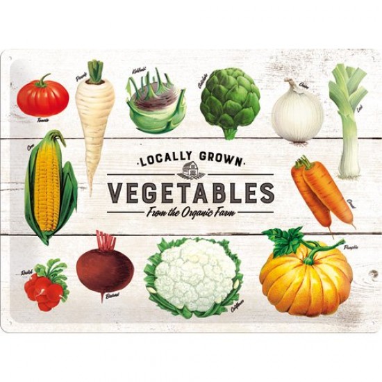 Placa metalica - Vegetables - Organic Farm - 30x40 cm Placa metalica - Vegetables - Organic Farm - 30x40 cm