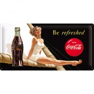 Placa metalica - Coca Cola - Be Refreshed Lady - 25x50 cm Placa metalica - Coca Cola - Be Refreshed Lady - 25x50 cm
