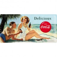 Placa metalica - Coca Cola - Beach Couple - 25x50 cm Placa metalica - Coca Cola - Beach Couple - 25x50 cm