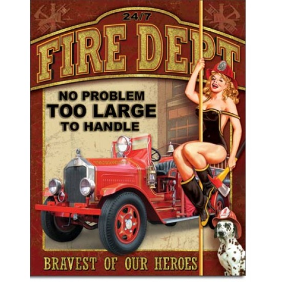 Placa metalica - Fire Dept. - No Problem - 30x40 cm