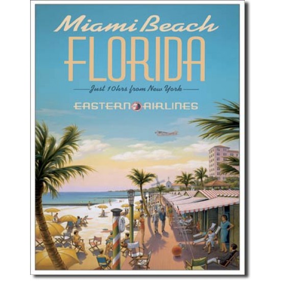 Placa metalica - Florida - Miami Beach - 30x40 cm