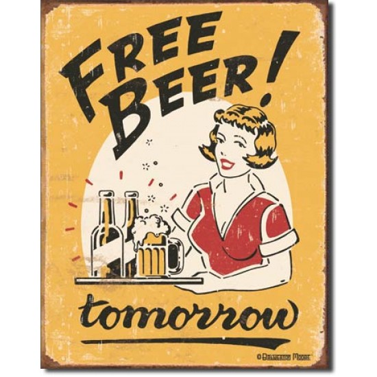 Placa metalica - Free Beer Tomorrow - 30x40 cm
