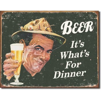 Placa metalica - Beer - It's what's for Dinner - 30x40 cm
