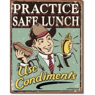 Placa metalica - Safe Lunch - Use Condiments - 30x40 cm