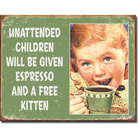 Placa metalica - Unattended Children - 30x40 cm Placa metalica - Unattended Children - 30x40 cm