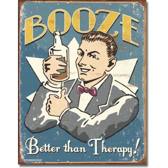 Placa metalica - Booze Therapy - 30x40 cm