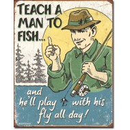 Placa metalica - Teach a Man to Fish - 30x40 cm