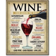 Placa metalica - Wine Around the World - 30x40 cm