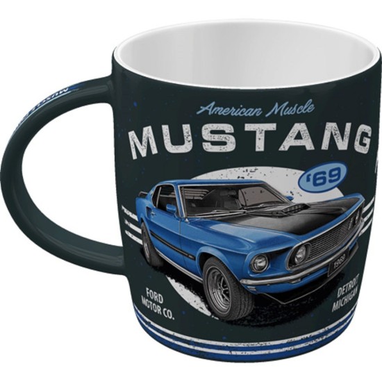 Cana ceramica 330 ml Ford Mustang 1969 Mach 1 Blue