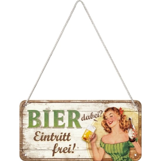 Placa metalica cu snur 10x20 Bier dabei Eintritt frei Placa metalica cu snur 10x20 Bier dabei Eintritt frei
