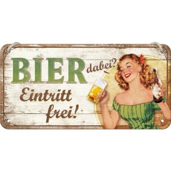 Placa metalica cu snur 10x20 Bier dabei Eintritt frei