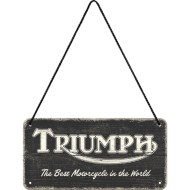 Placa metalica cu snur Triumph - Logo Black Wood 10x20cm