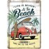 Placa metalica VW Bulli - Beach 10x14cm