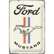 Placa metalica Ford Mustang - Horse & Stripes Logo 20x30cm