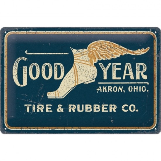 Placa metalica Goodyear - Wing Foot Logo 1901 20x30cm