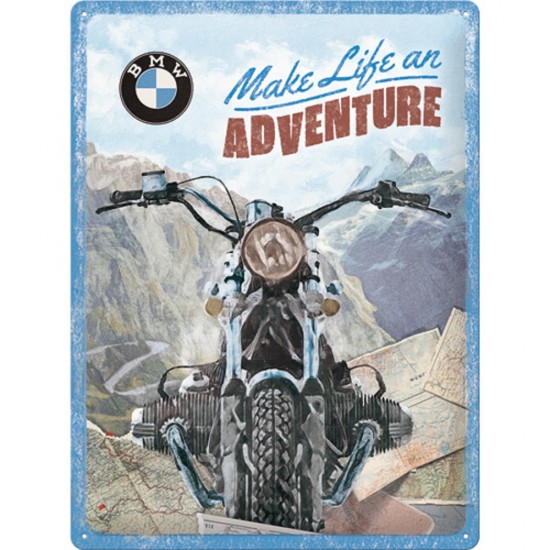Placa metalica BMW Make Life an Adventure 30x40cm