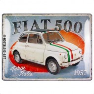 Placa metalica FIAT 500 - Turin Italia 30X40cm Placa metalica FIAT 500 - Turin Italia 30X40cm