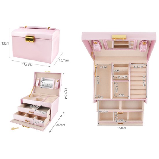 Cutie de bijuterii din satin roz Cutie de bijuterii din satin roz