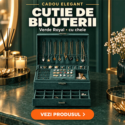 Cutie de bijuterii elegantă verde royal – cu cheie, compartimentată