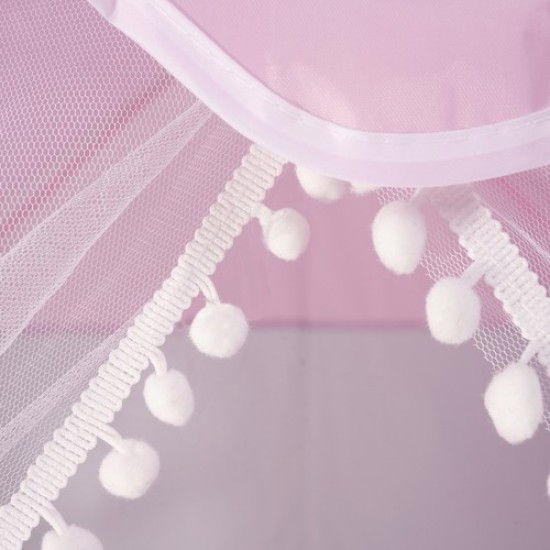 Cort de Joaca Roz cu Lumini LED pentru Copii, 130 x 100 x 120 cm