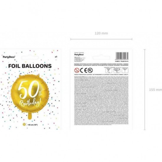 Balon din folie auriu pentru aniversare 50 ani 45cm