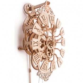 Puzzle 3D mecanic din lemn ceas cu pendul