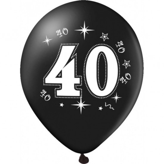 Set 10 baloane 40 ani negru si auriu 30cm