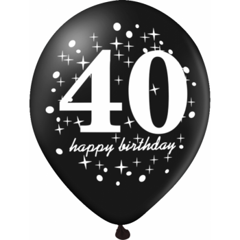 Set 6 baloane 40 ani negru si auriu 30cm