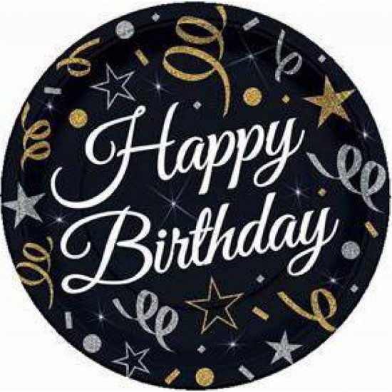 Set 8 farfurii de unica folosinta Happy Birthday 18cm