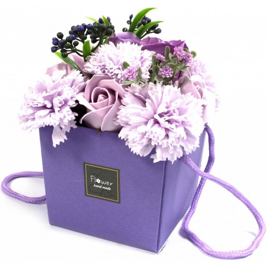 Buchet de flori de sapun - Trandafir lila si garoafe