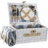 Set de picnic - cos din rachita, vesela, tacamuri, pahare, desfacator 16piese - 44x30x20cm