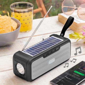 Boxa bluetooth cu radio, incarcare solara si lanterna Sunker