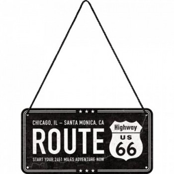Placa metalica cu snur - Route 66 - 10x20 cm Placa metalica cu snur - Route 66 - 10x20 cm