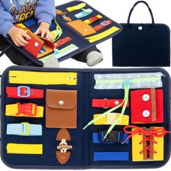 Carte Senzoriala Educativa tip Montessori, Dezvoltare Abilitati Motorii, 28x33x2 cm, Albastru
