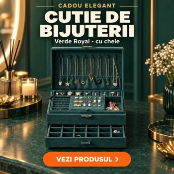 Cutie de bijuterii elegantă verde royal – cu cheie, compartimentată, 11,5 × 24,5 × 17,5 cm