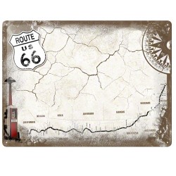 Placa metalica - Route 66 - Map - Remember - 30x40 cm
