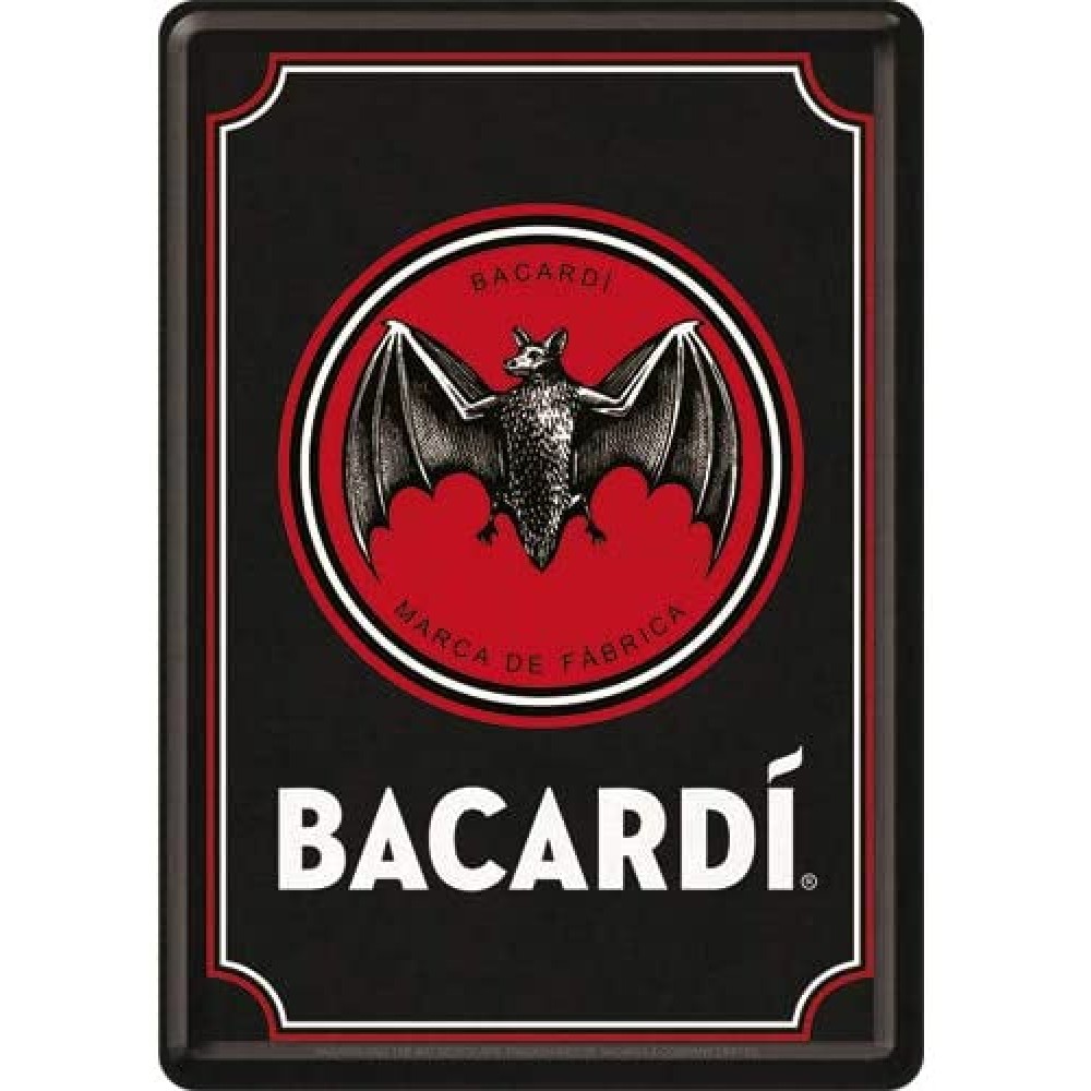 Placa metalica Bacardi - Black Logo 10x14cm
