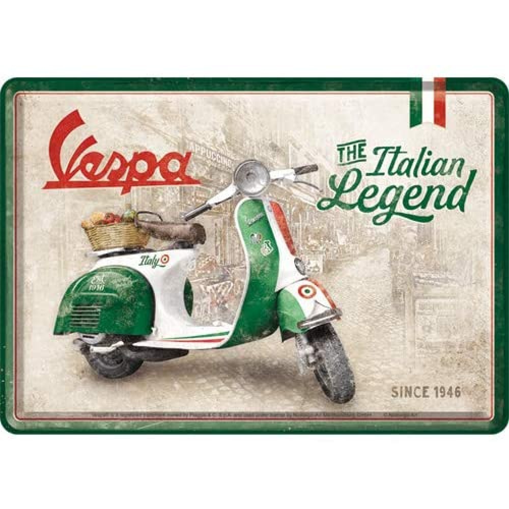 Placa metalica Vespa - Italian Legend 10x14cm