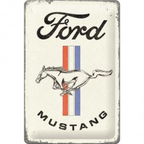 Placa metalica Ford Mustang - Horse & Stripes Logo 20x30cm